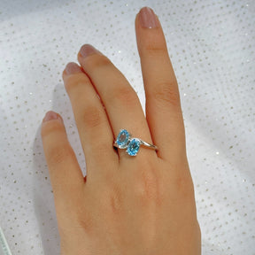Twee Peridot, Garnet, Blue Topaz & Aquamarine Gemstone Silver 925 Ring