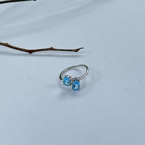 Twee Peridot, Garnet, Blue Topaz & Aquamarine Gemstone Silver 925 Ring
