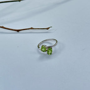 Twee Peridot, Garnet, Blue Topaz & Aquamarine Gemstone Silver 925 Ring