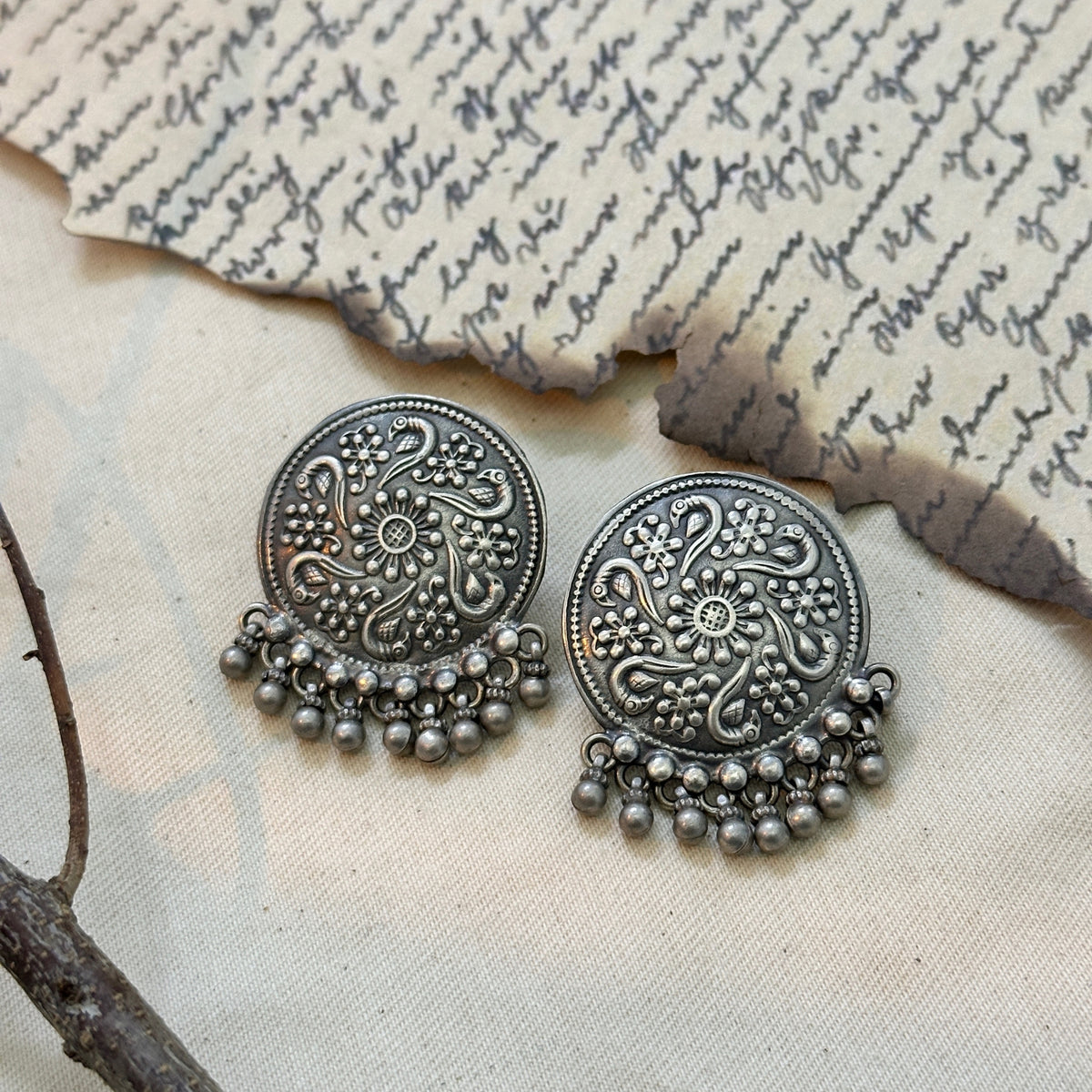 Charita Traditional Silver 925 Earrings