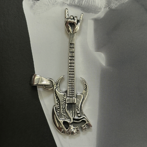 Skull Guitar Silver 925 Men's Pendant