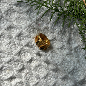 Tourmaline Three Stone 18k Gold Plated Silver 925 Ring