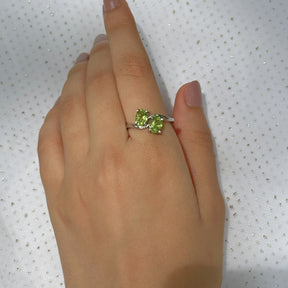 Twee Peridot, Garnet, Blue Topaz & Aquamarine Gemstone Silver 925 Ring