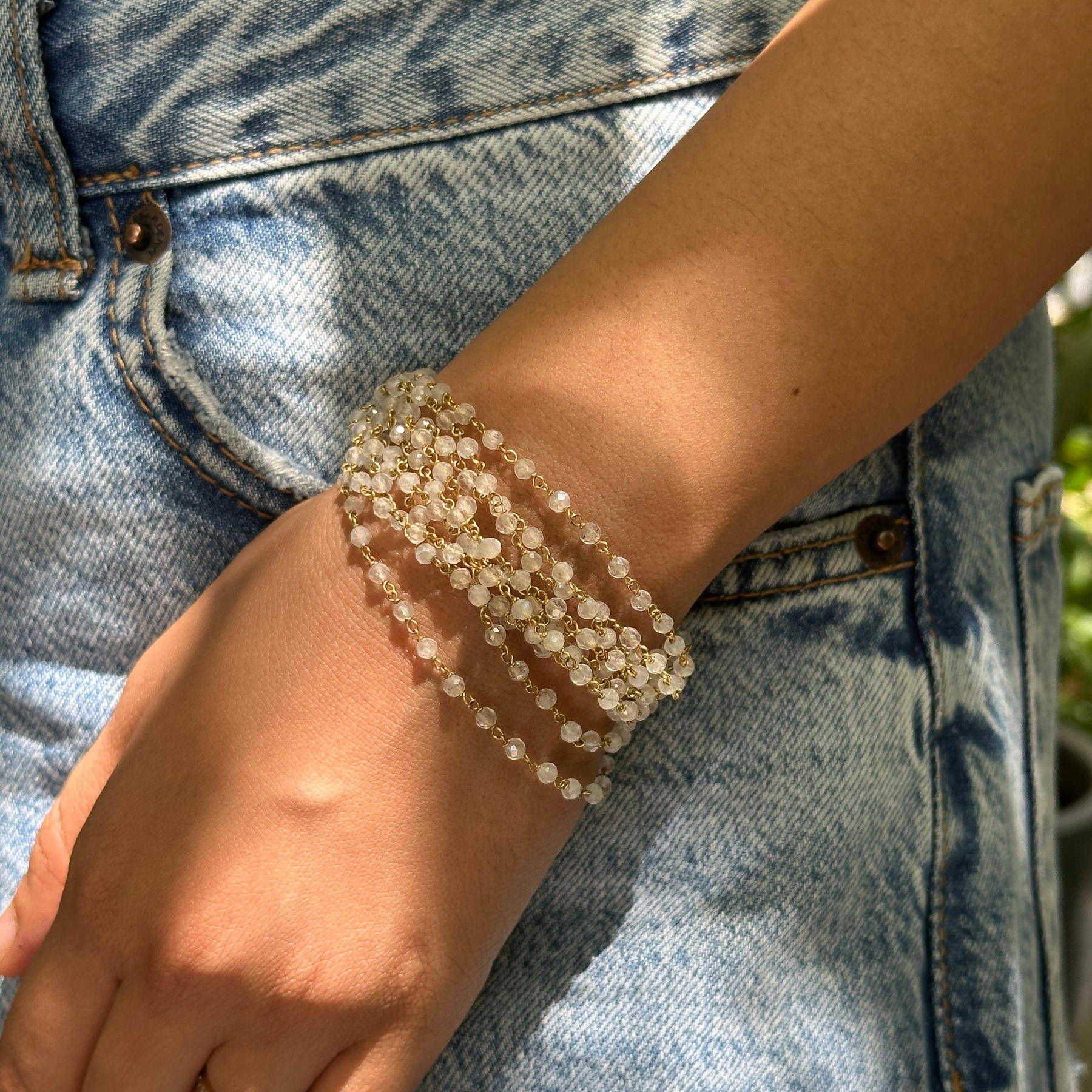 Irin Rainbow Moonstone 18k Gold Plated Silver 925 Bracelet
