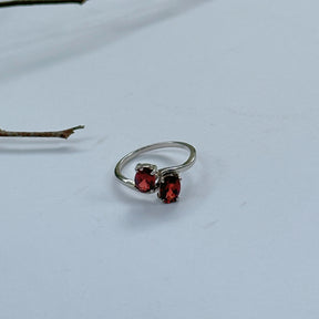 Twee Peridot, Garnet, Blue Topaz & Aquamarine Gemstone Silver 925 Ring