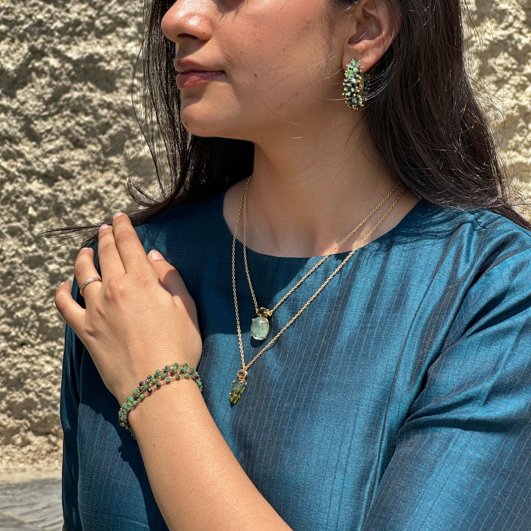 Viro Zoisite 18k Gold Plated Earrings