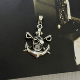 Skull Anchor Silver 925 Men's Pendant