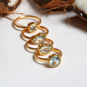 Bellatrix Blue Topaz Gold Plated Silver 925 Ring
