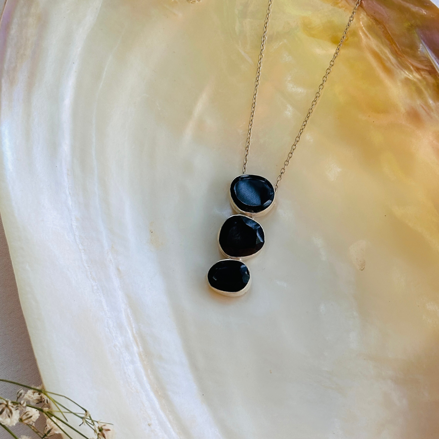 Ovia Black Onyx Silver 925 Pendant Necklace