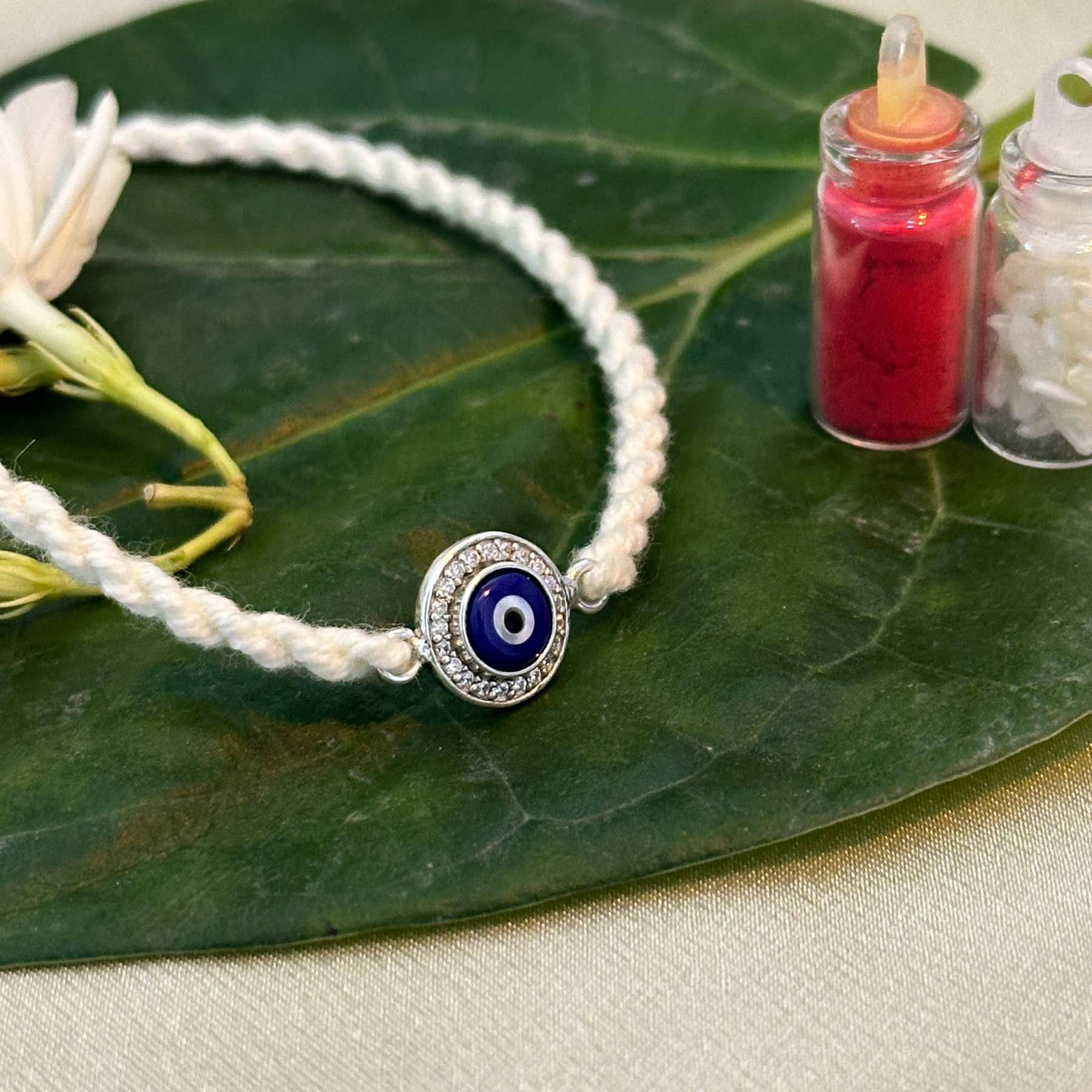 Evil Eye Silver Bracelet Rakhi