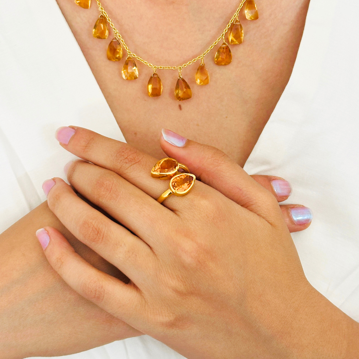 Calypso Citrine Gold Plated Silver Ring