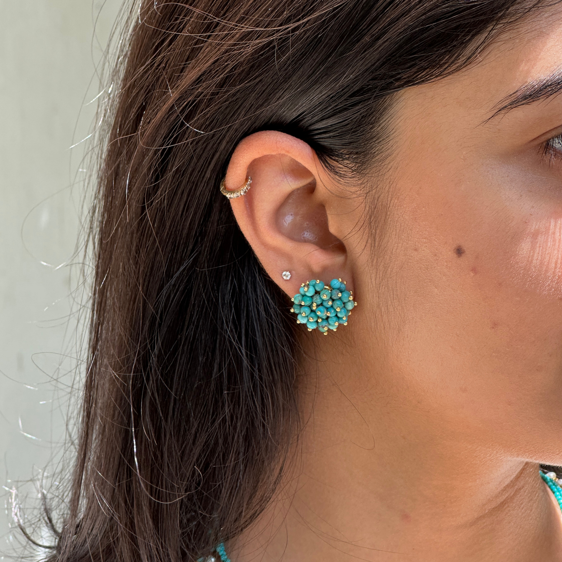 Haro Turquoise 18k Gold Plated Silver 925 Earring