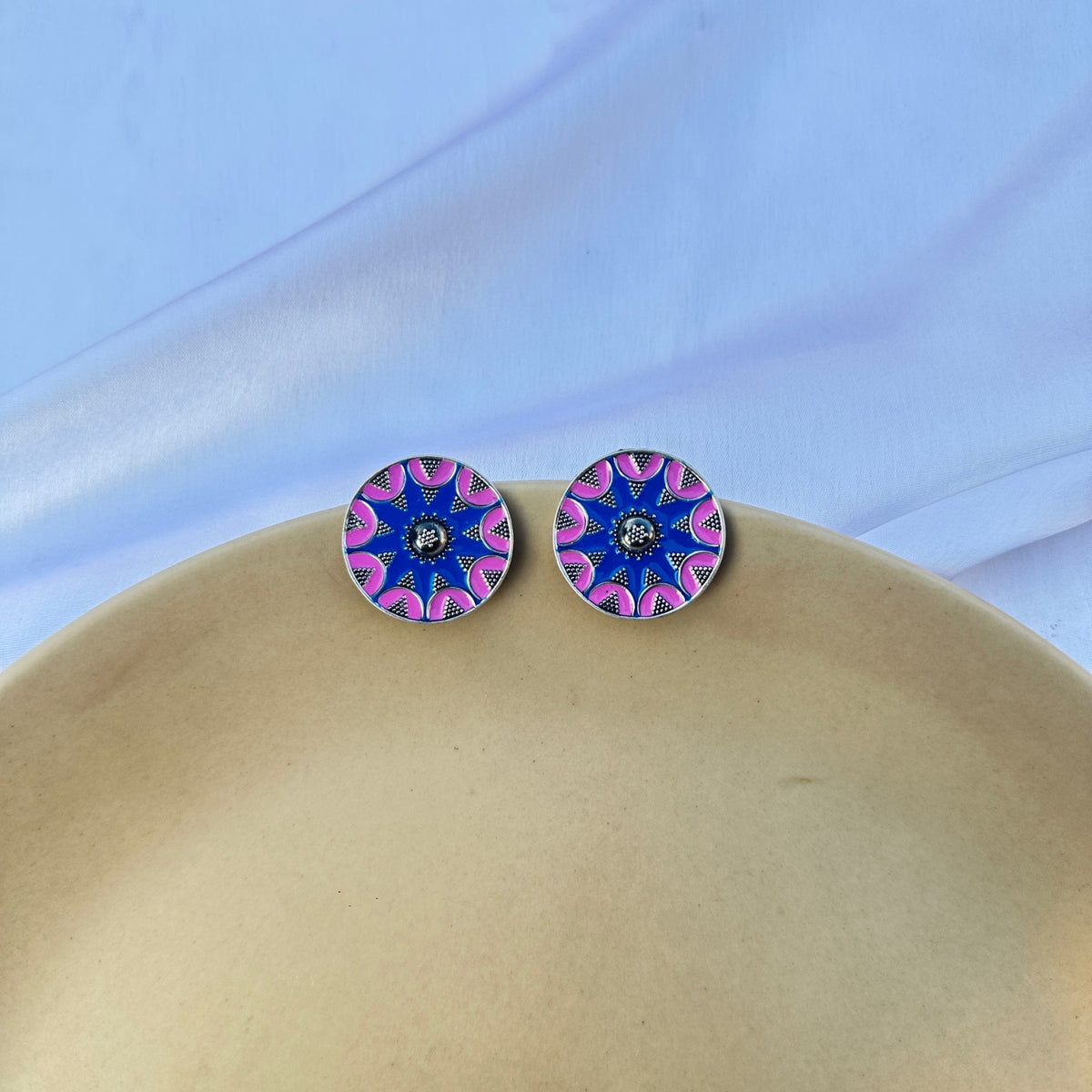 Pink and Blue Enamel Studs