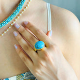Juno Turquoise Gold Plated Silver 925 Ring
