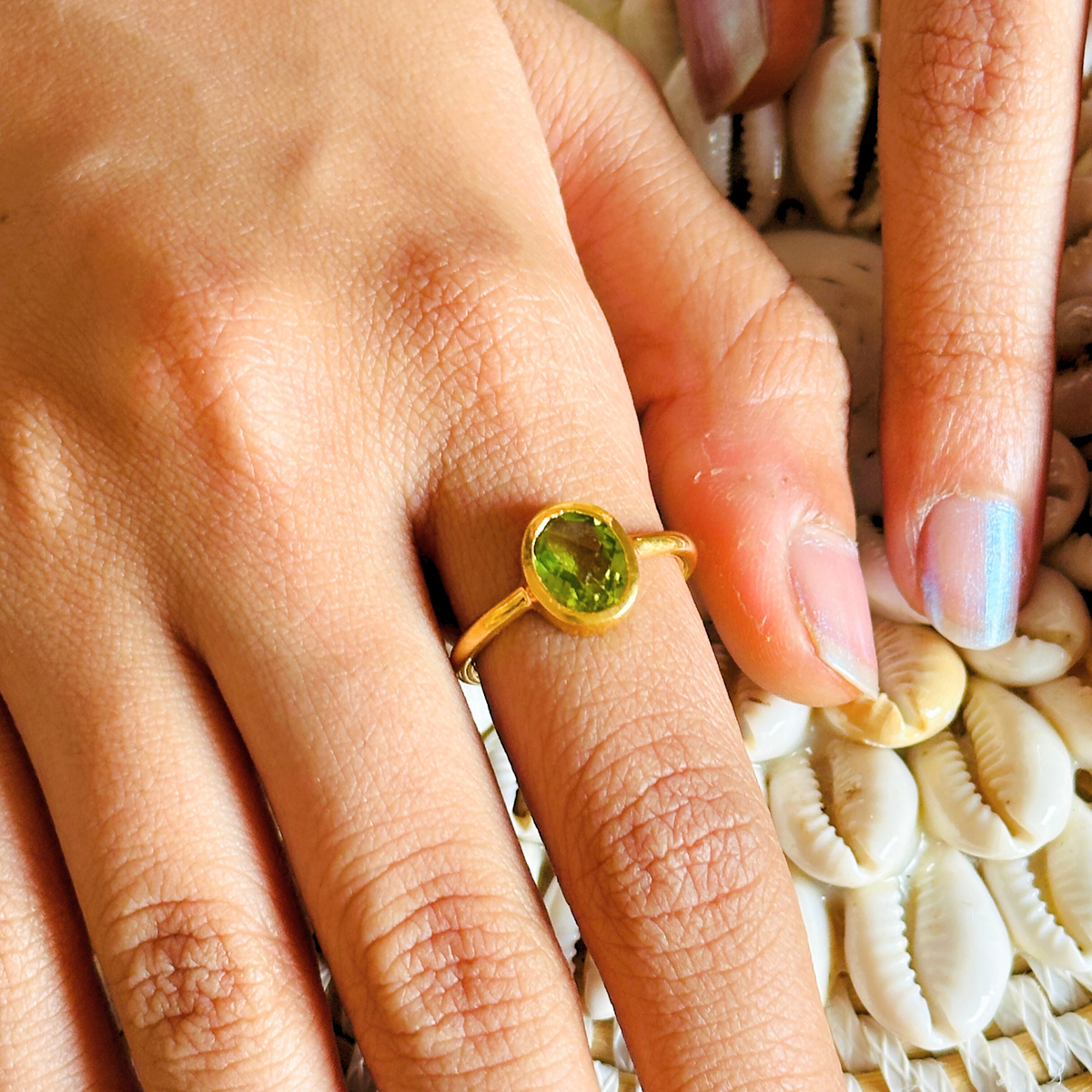 Juniper Peridot Gold Plated Silver 925 Ring