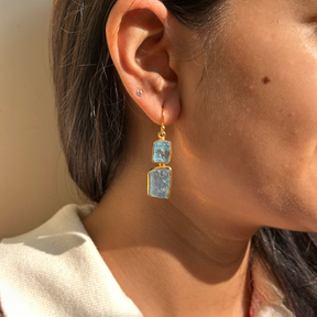 Kisha Aquamarine 18k Gold Plated Silver 925 Earrings