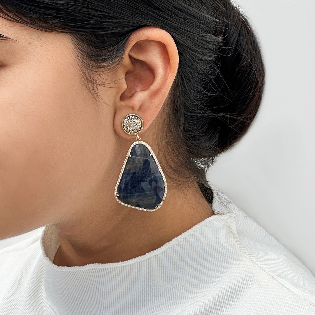 Kashvi Sapphire & Zircon Silver 925 Earrings