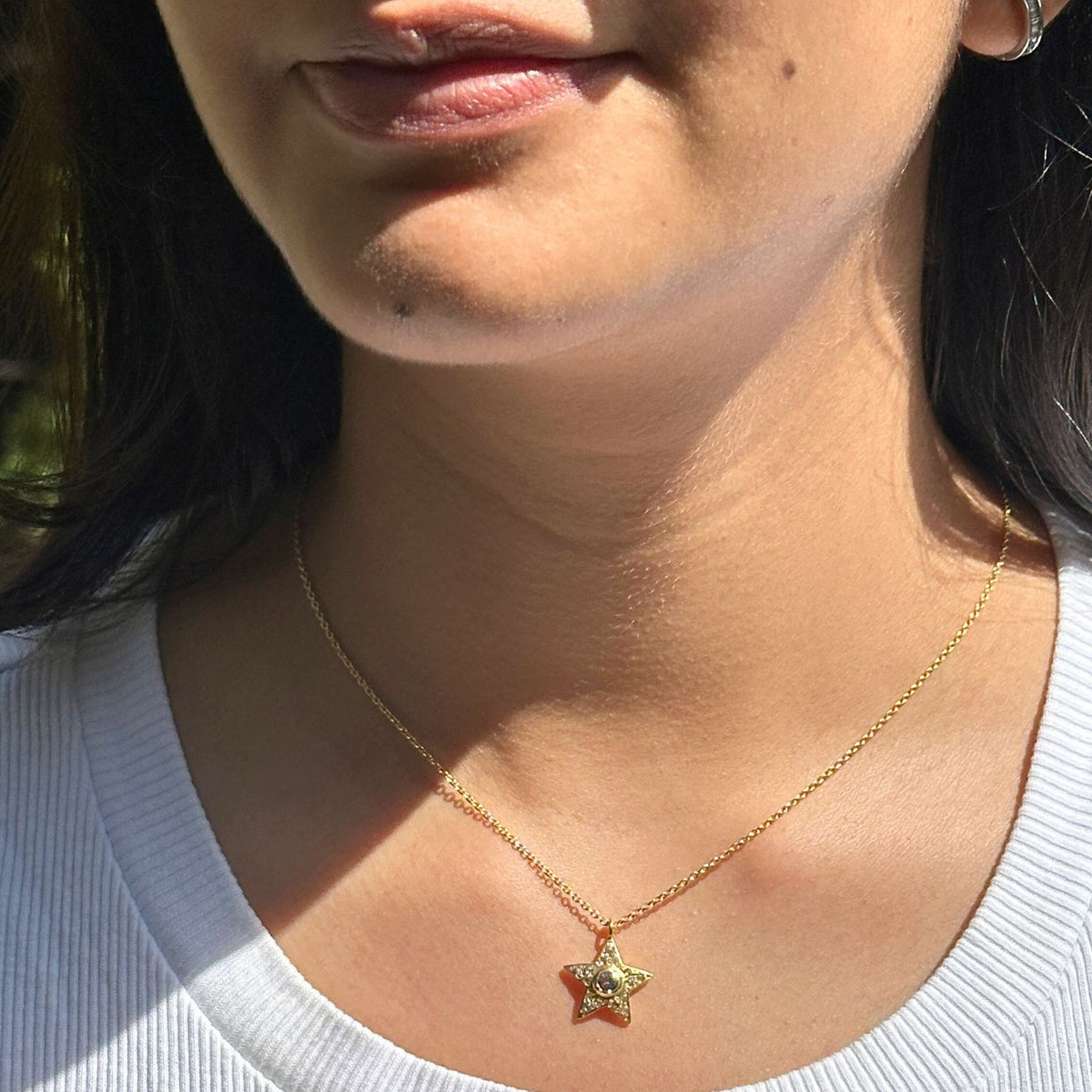 Oria Aquamarine and Diamond Gold Plated Silver 925 Necklace