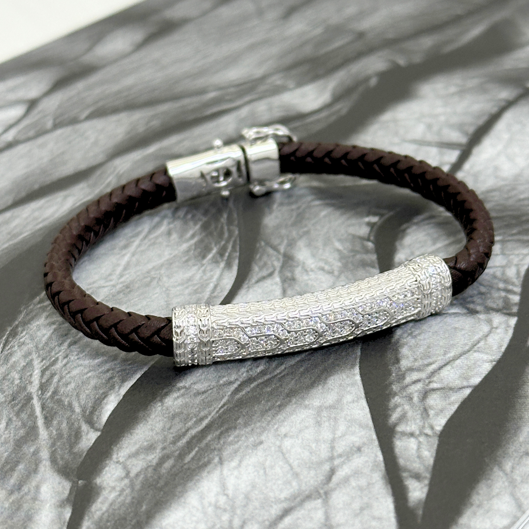 Zale Men's Zircon Silver 925 Bracelet