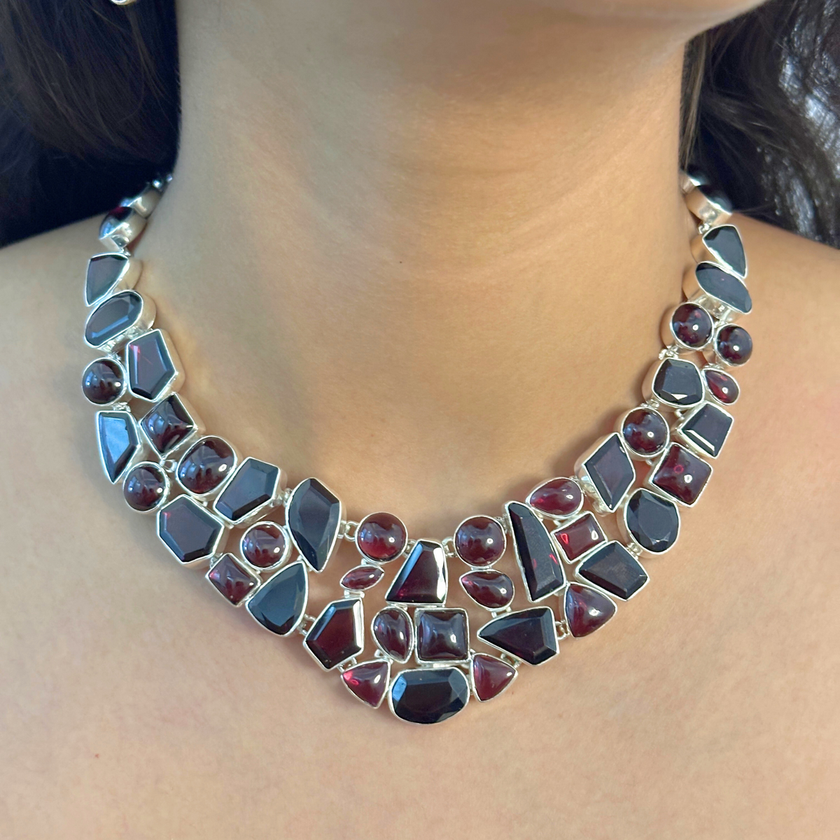 Zyra Garnet Silver 925 Necklace