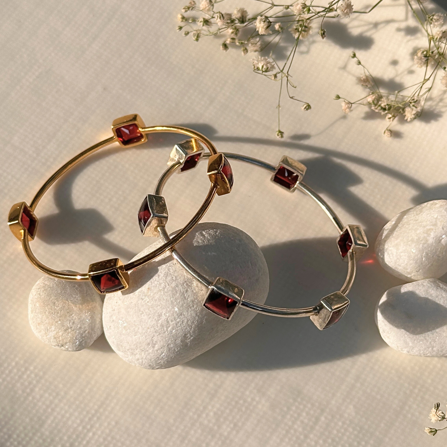 Liora Garnet 18K Gold Plated Silver 925 Bangle