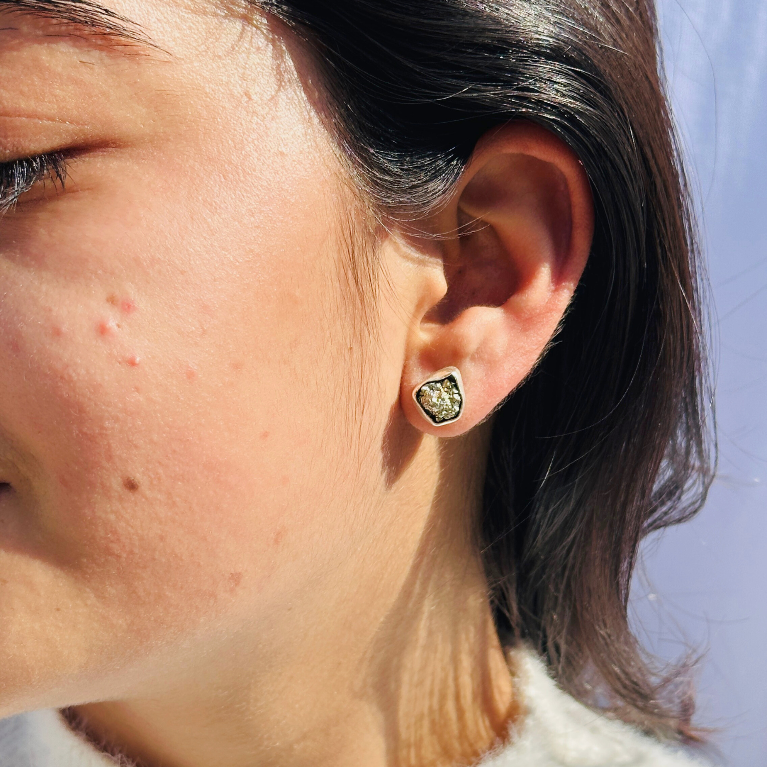 Ena Gun Metal Silver 925 Earrings