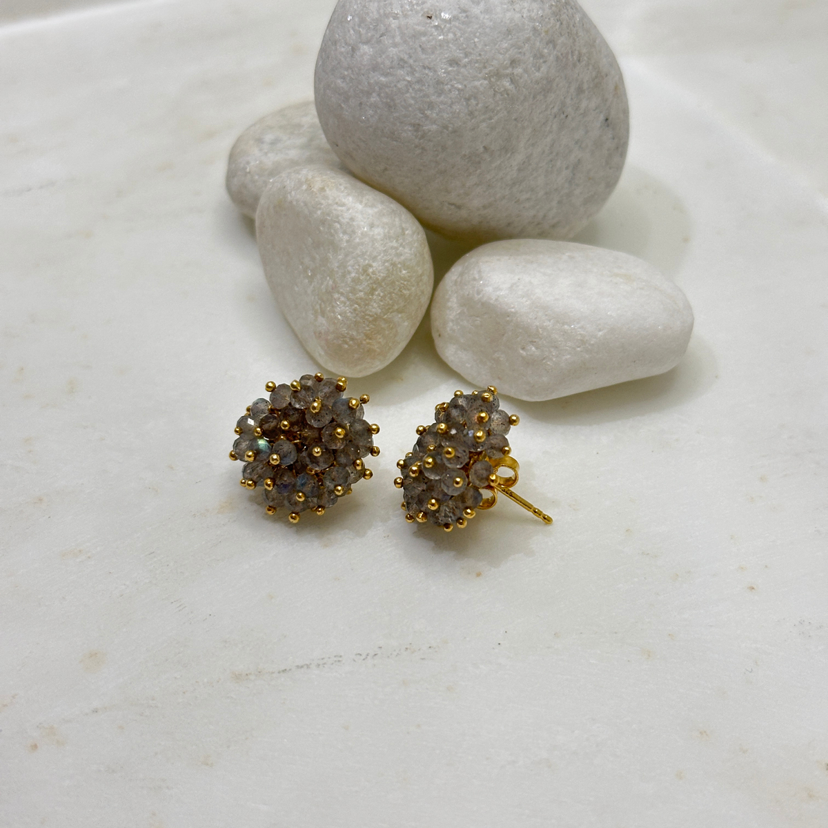 Laro Labradorite 18k Gold Plated Silver 925 Earrings