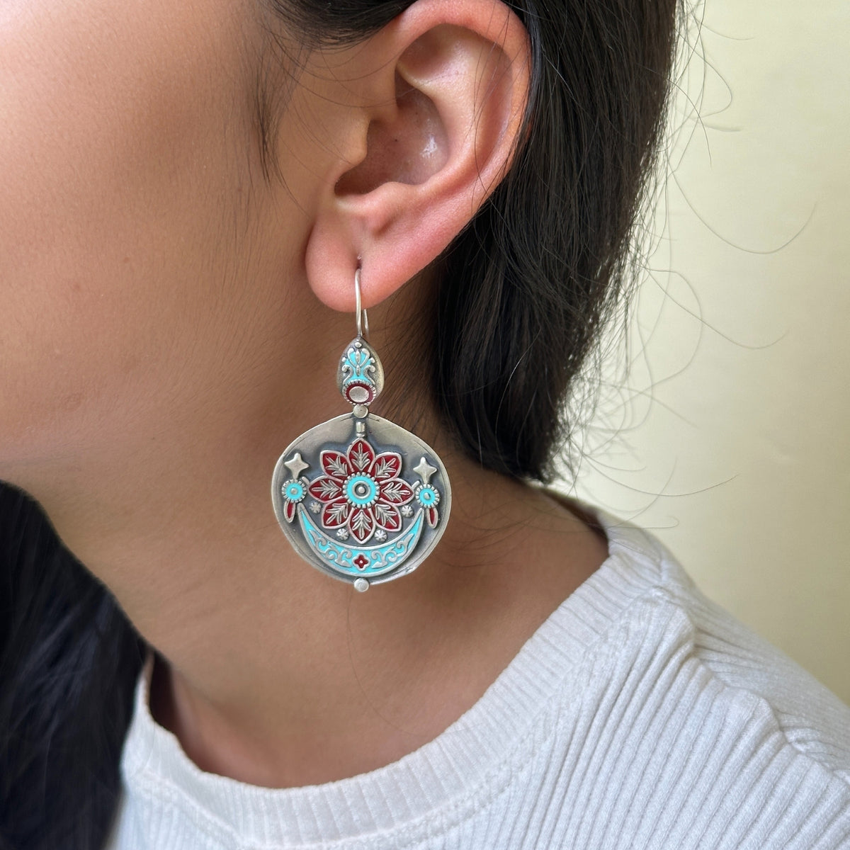 Samvidha Enamel Silver 925 Earrings