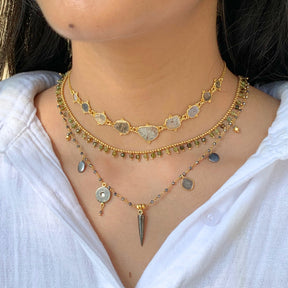 Koov 18K Gold Plated Silver 925 Polki Diamond Necklace