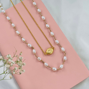 Chrome Pearl 18k Gold Plated Silver Necklace