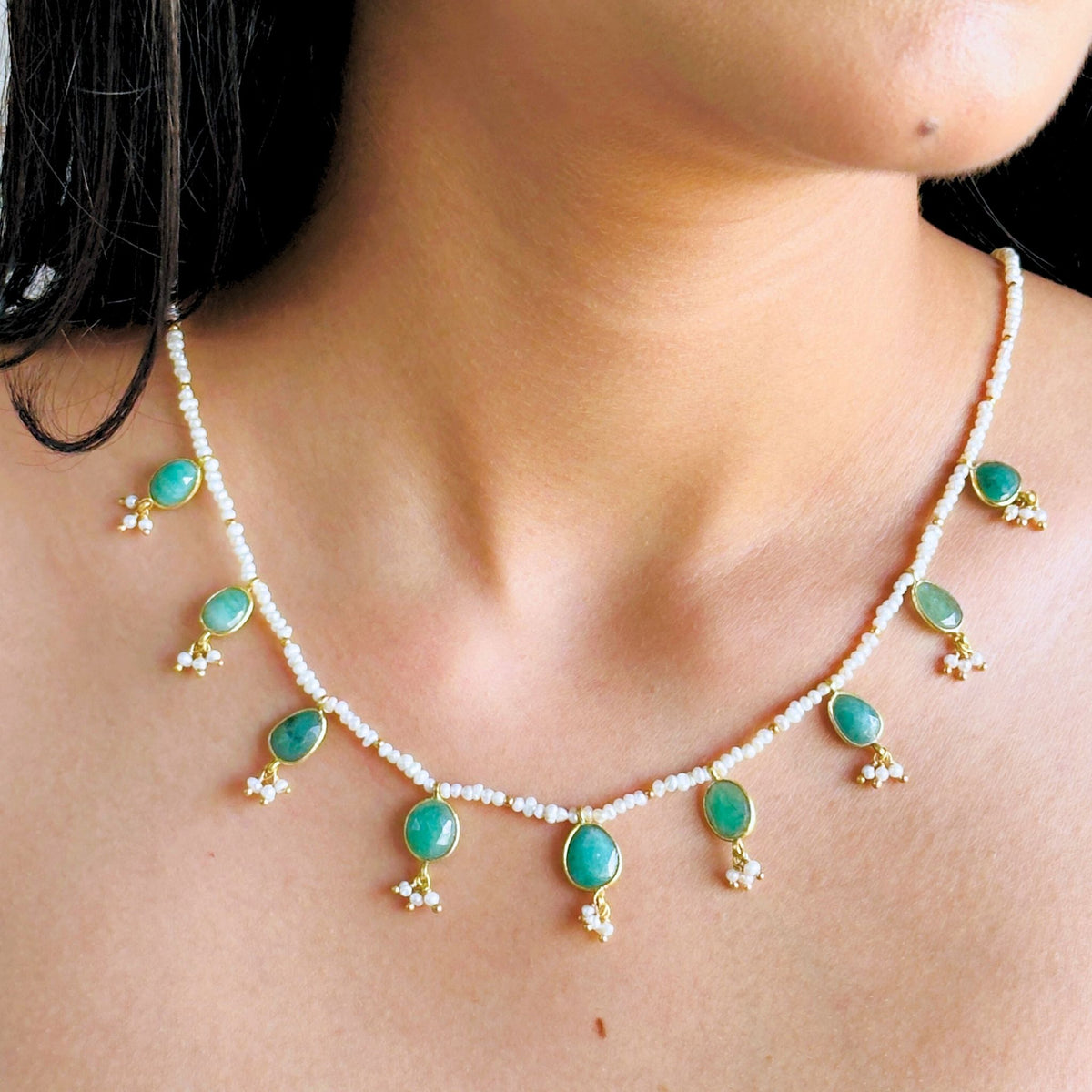 Oyel Colorstone 18K Gold Plated Silver 925 Necklace