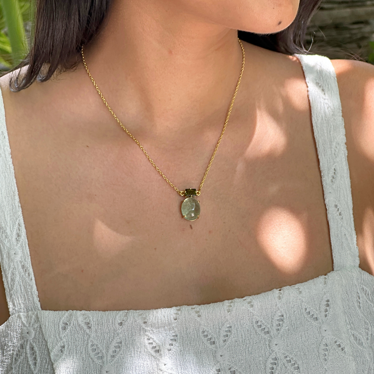 Rian Aquamarine 18k Gold Plated Silver 925 Necklace