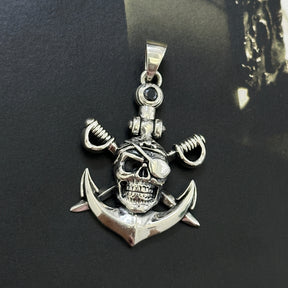Skull Anchor Silver 925 Men's Pendant