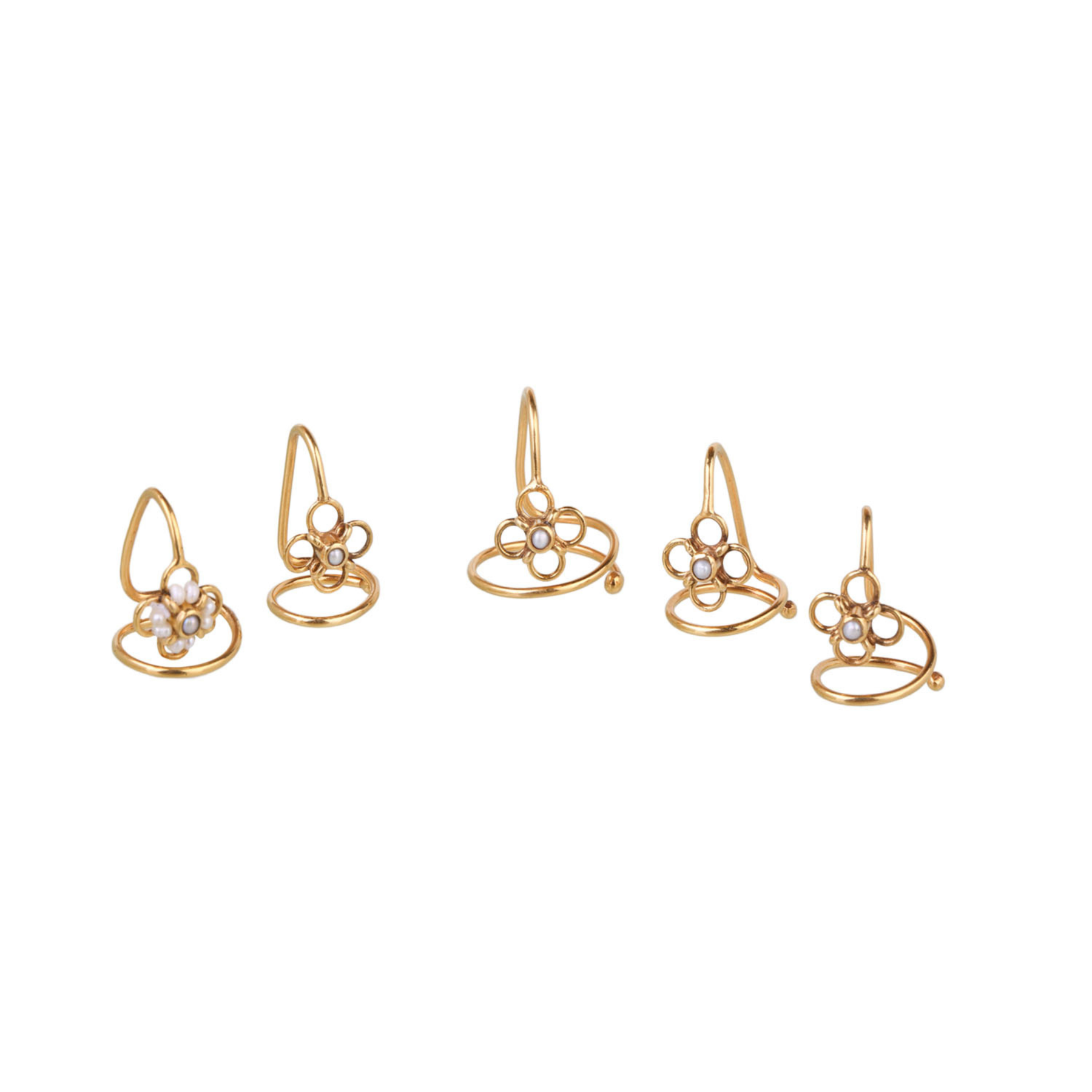 Agira 18K Gold Plated Silver 925 Pearl Nail Ring Set