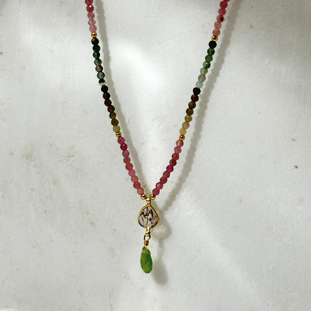 Leu Tourmaline 18k Gold Plated Silver 925 Necklace