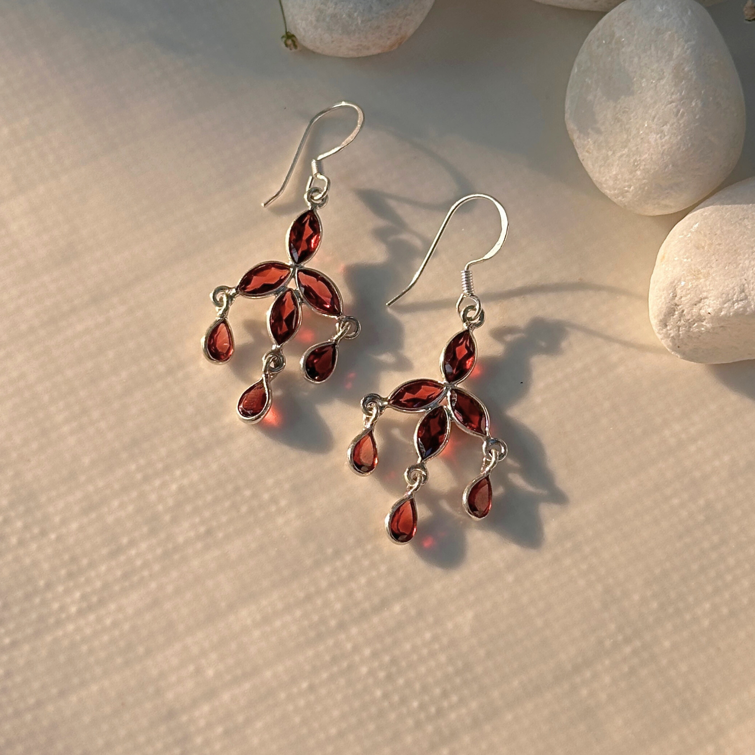 Asyn Garnet Silver 925 Earrings