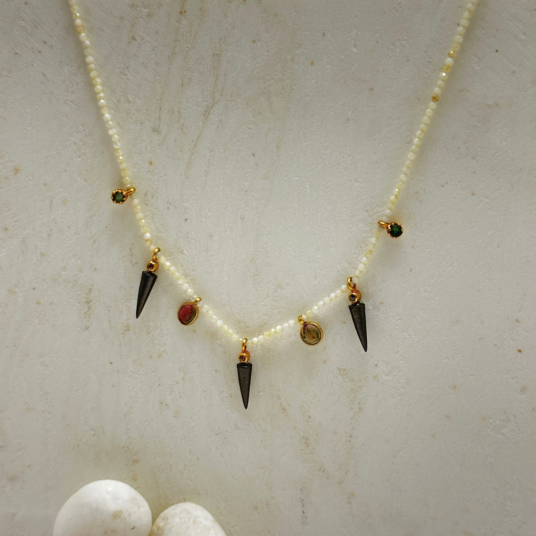 Mirae Color Stone 18k Gold Plated Silver 925 Necklace