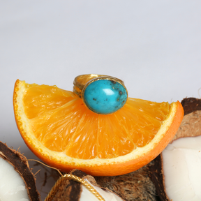 Juno Turquoise Gold Plated Silver 925 Ring