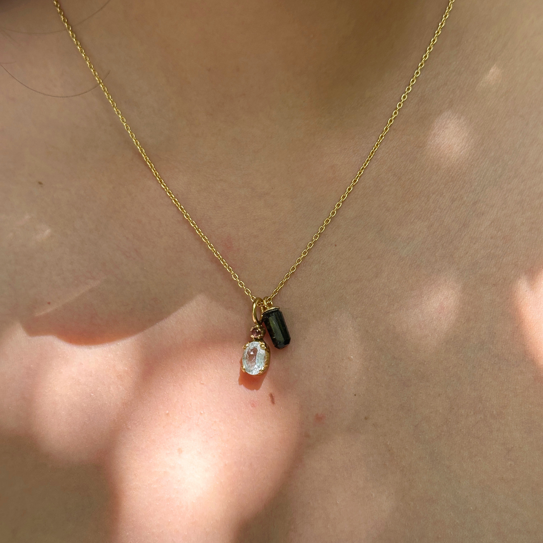 Zaro Aquamarine 18k Gold Plated Silver 925 Necklace