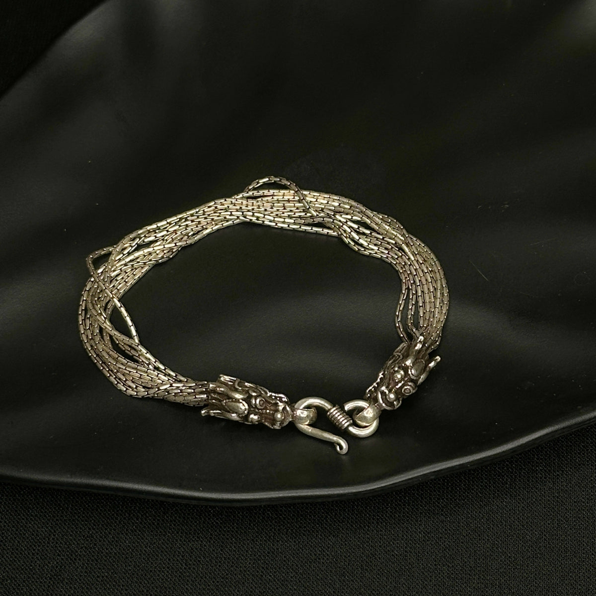 Dragon-Heads Men's Silver 925 Bracelet