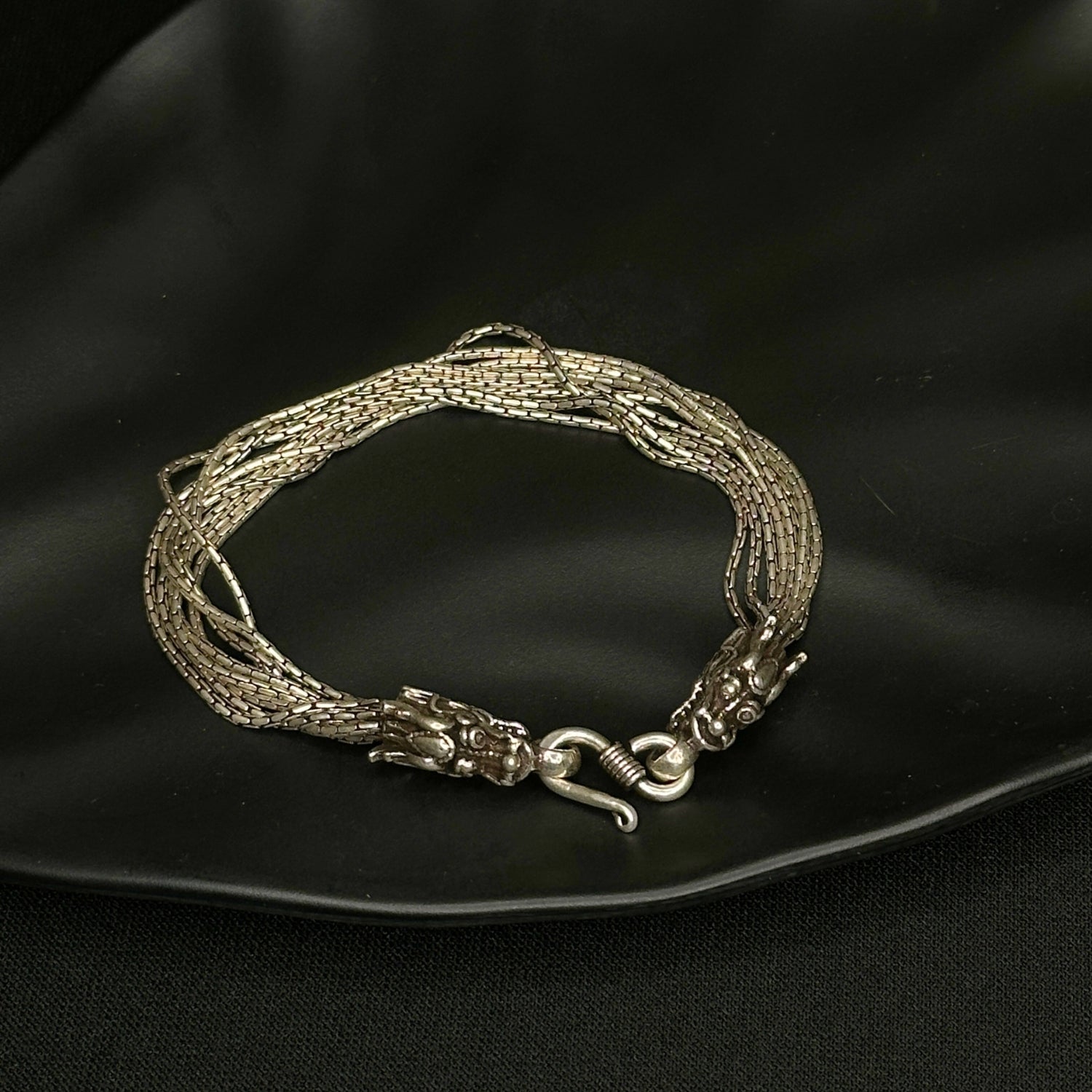 Dragon-Heads Men's Silver 925 Bracelet