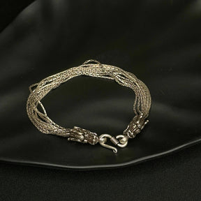 Dragon-Heads Men's Silver 925 Bracelet