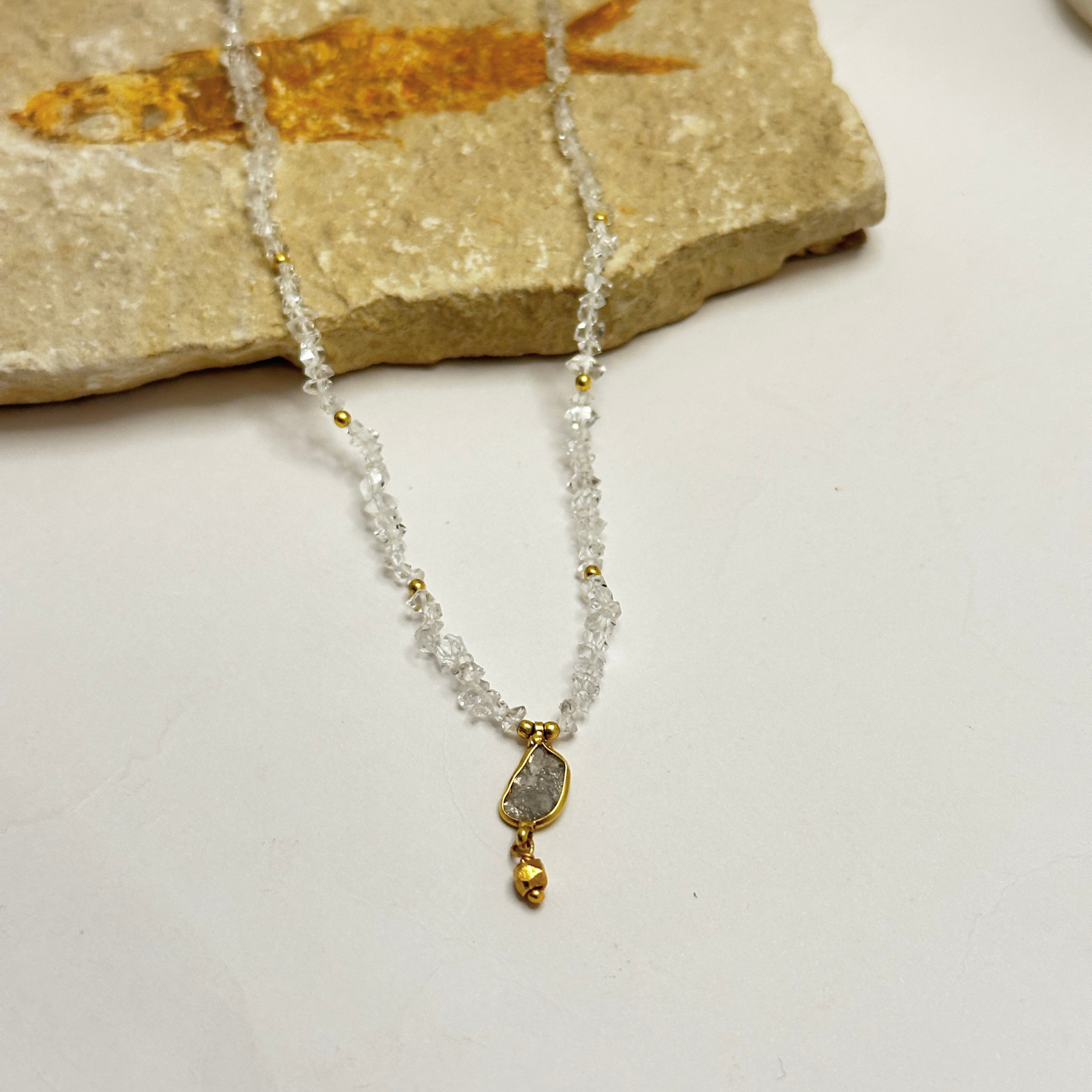 Kirae Crystal Quartz Gold Plated Silver 925 Necklace