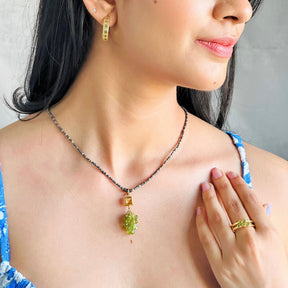 Oran Prehnite & Citrine 18K Gold Plated Silver 925 Necklace