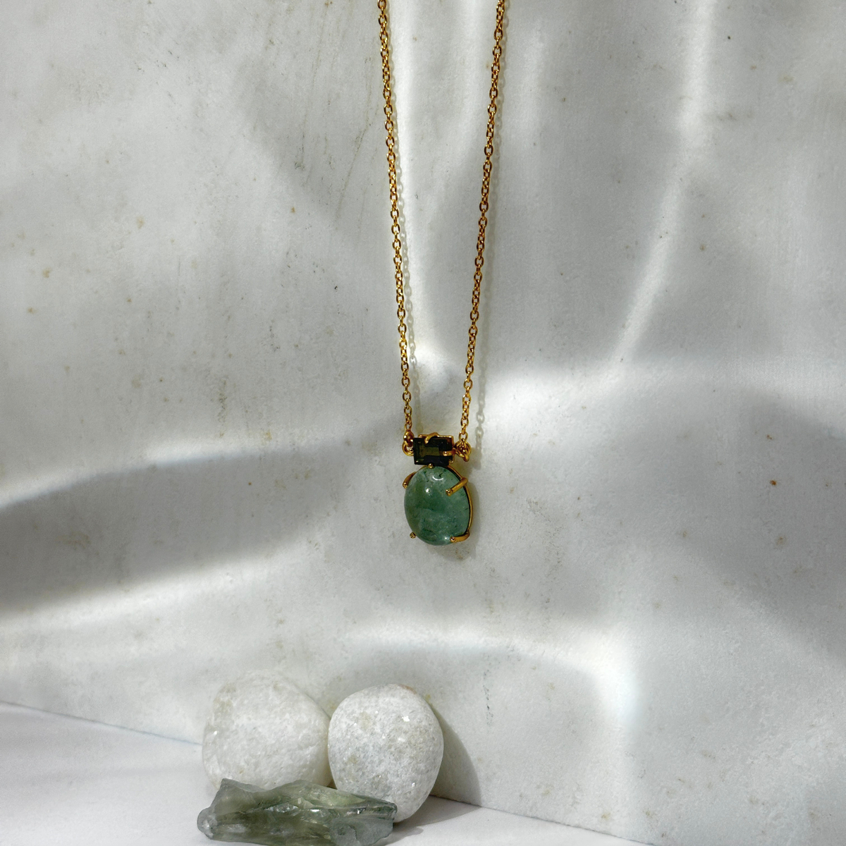 Rian Aquamarine 18k Gold Plated Silver 925 Necklace