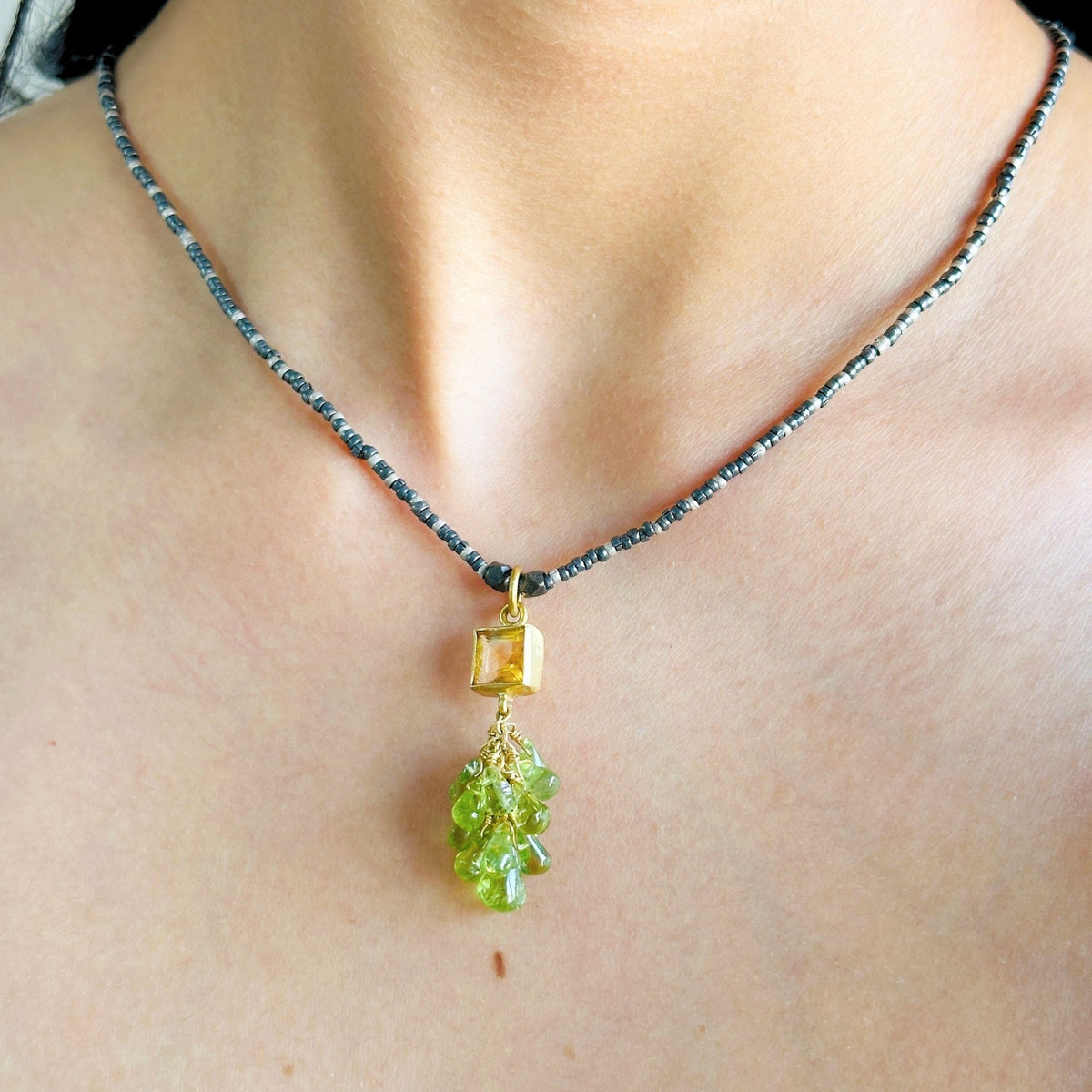 Oran Prehnite & Citrine 18K Gold Plated Silver 925 Necklace