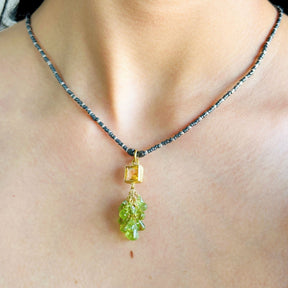 Oran Prehnite & Citrine 18K Gold Plated Silver 925 Necklace