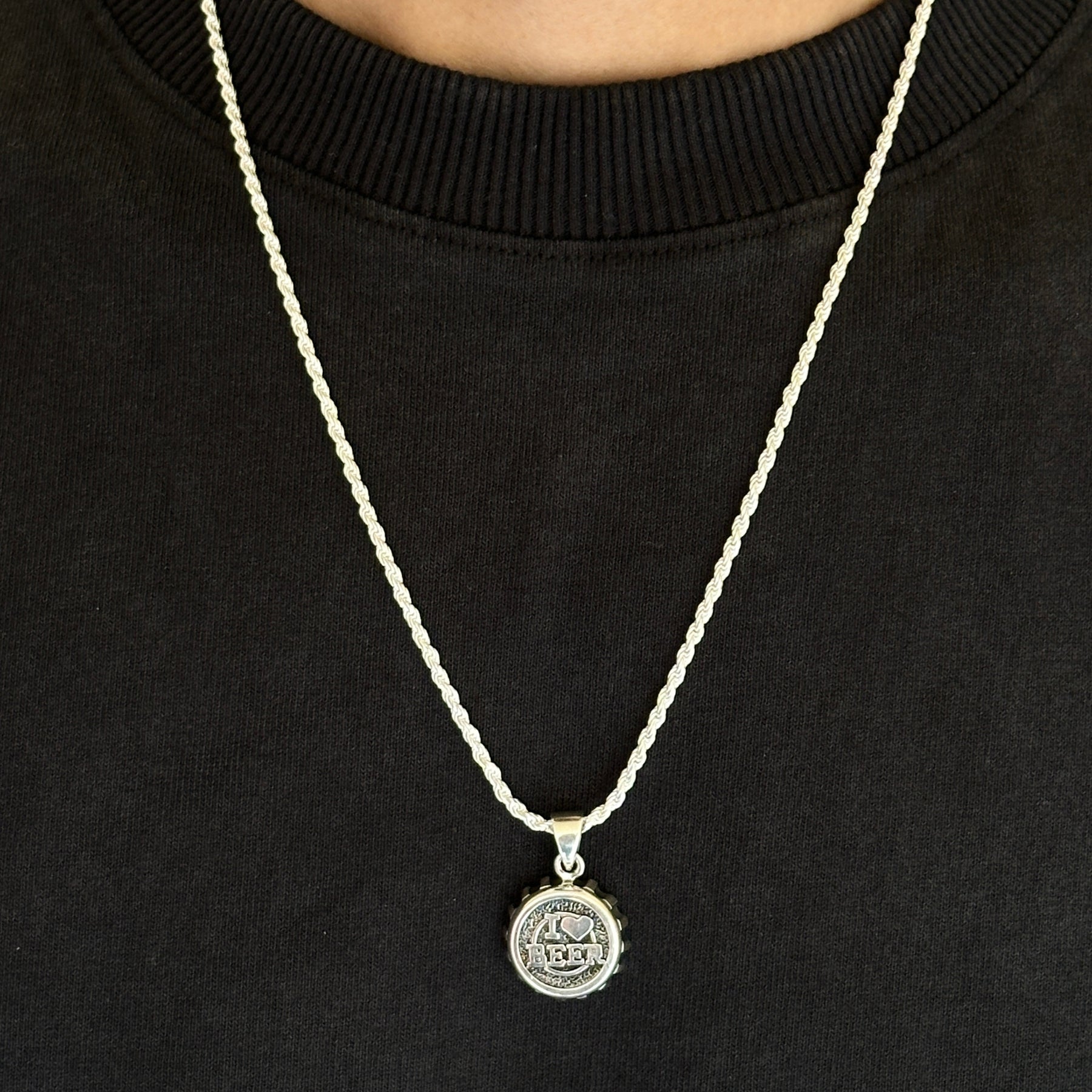 I Love Beer Silver 925 Men's Pendant