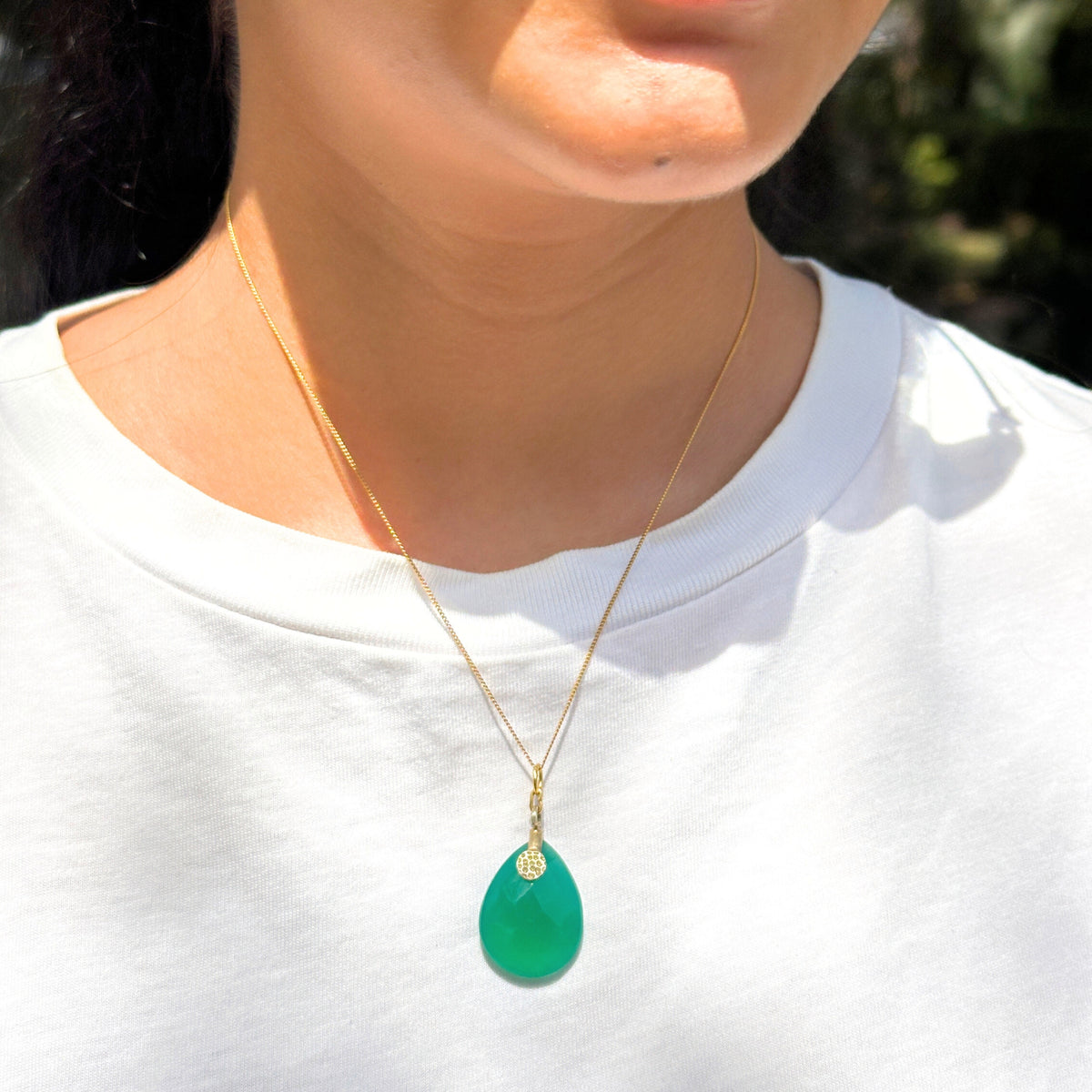 Rhay Green Onyx 18K Gold Plated Silver 925 Pendant