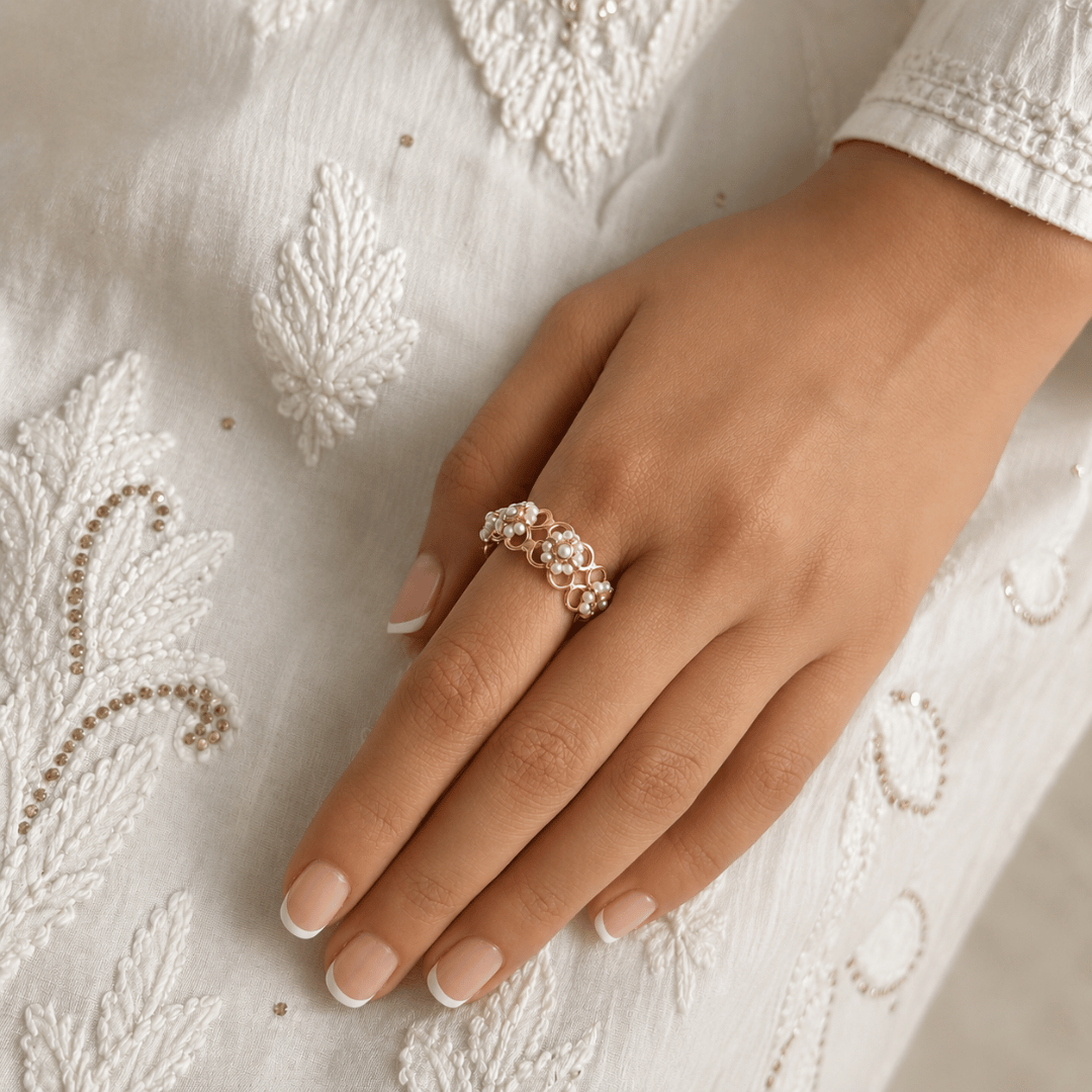 Niena 18K Gold Plated Silver 925 Pearls Ring